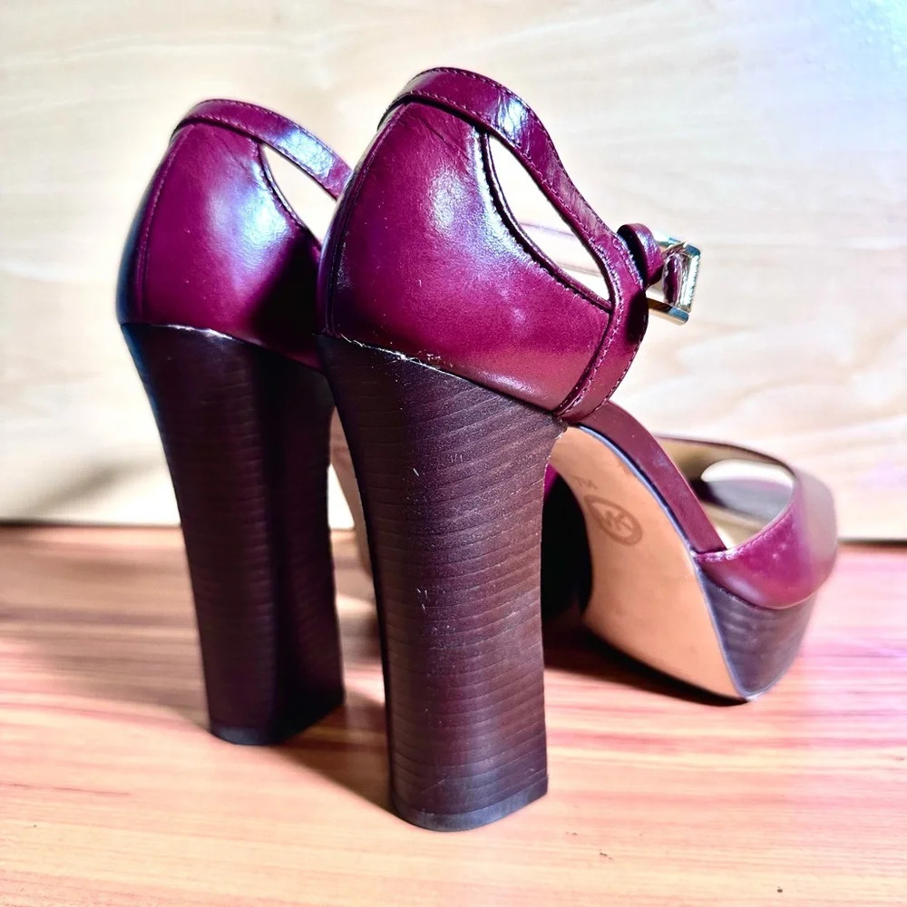 NEW MICHAEL KORS BLAKE Leather Plataform Sandals- Oxblood Size 7 - Picture 6 of 6